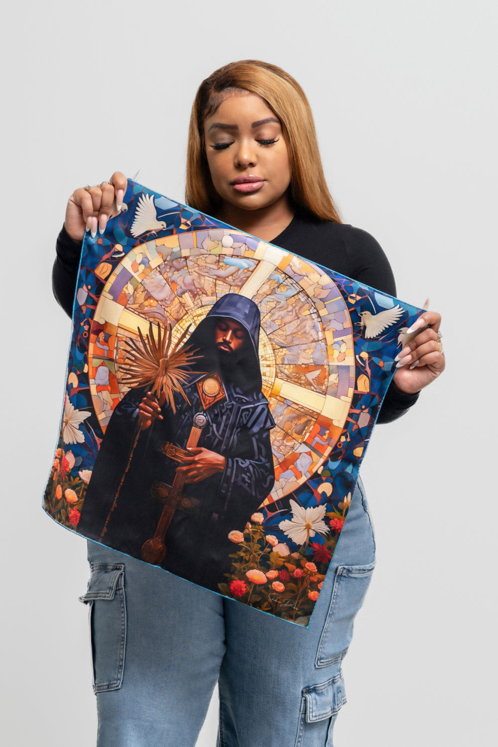 Black Christ Silk Bandana